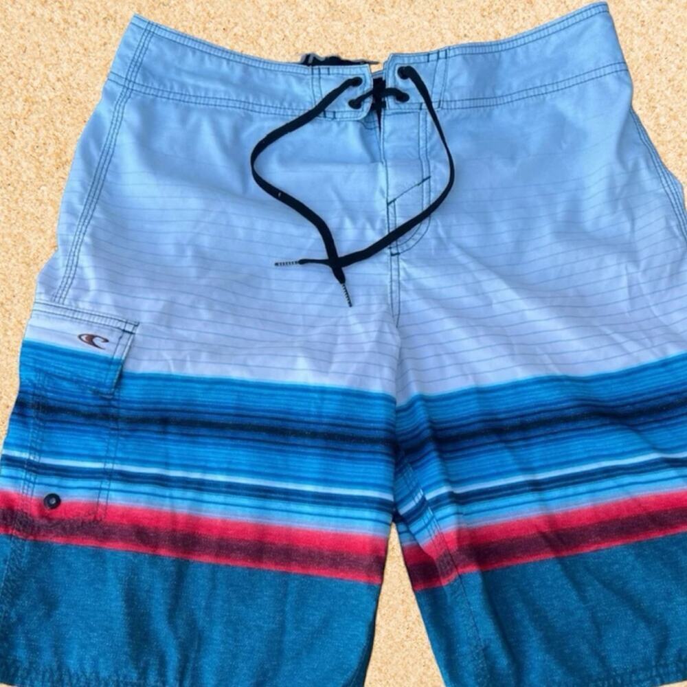O’NEILL, Board Shorts, Blue Multicolor Stripe, Men's size 33
